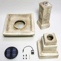 H83cm Budding Dahlia Solar Bird Bath Water Feature with Lights & Automation Function by Solaray -Water Features Shop DF0697 add image 5 0032