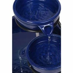 H55cm Blue Solar Ceramic Water Feature with Battery Backup and Lights by Solaray -Water Features Shop WF0210AWM add image 1 fada