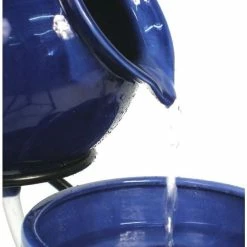 H55cm Blue Solar Ceramic Water Feature with Battery Backup and Lights by Solaray -Water Features Shop WF0210AWM add image 2 ea9e