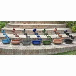 H55cm Blue Solar Ceramic Water Feature with Battery Backup and Lights by Solaray -Water Features Shop WF0210AWM add image 4 8282