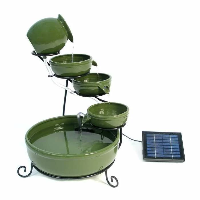 H55cm Green Solar Ceramic Water Feature with Battery Backup & LEDs by Solaray 5 H55cm Green Solar Ceramic Water Feature with Battery Backup & LEDs by Solaray - Image 3