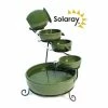 H55cm Green Solar Ceramic Water Feature with Battery Backup & LEDs by Solaray