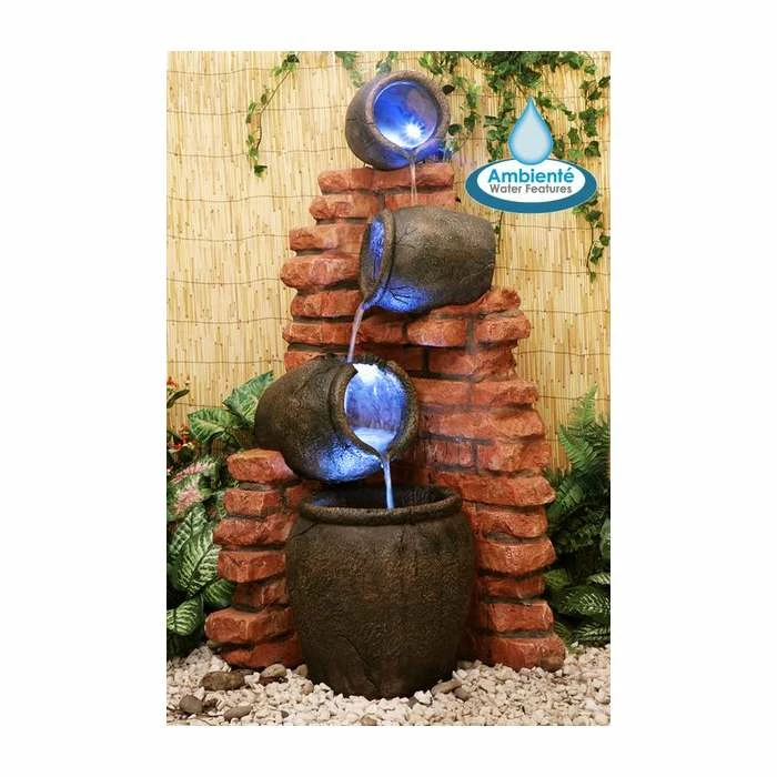H119cm Regal 4-Tier Oil Jar Water Feature with Lights | Indoor/Outdoor Use by Ambienté 3 H119cm Regal 4-Tier Oil Jar Water Feature with Lights | Indoor/Outdoor Use by Ambienté