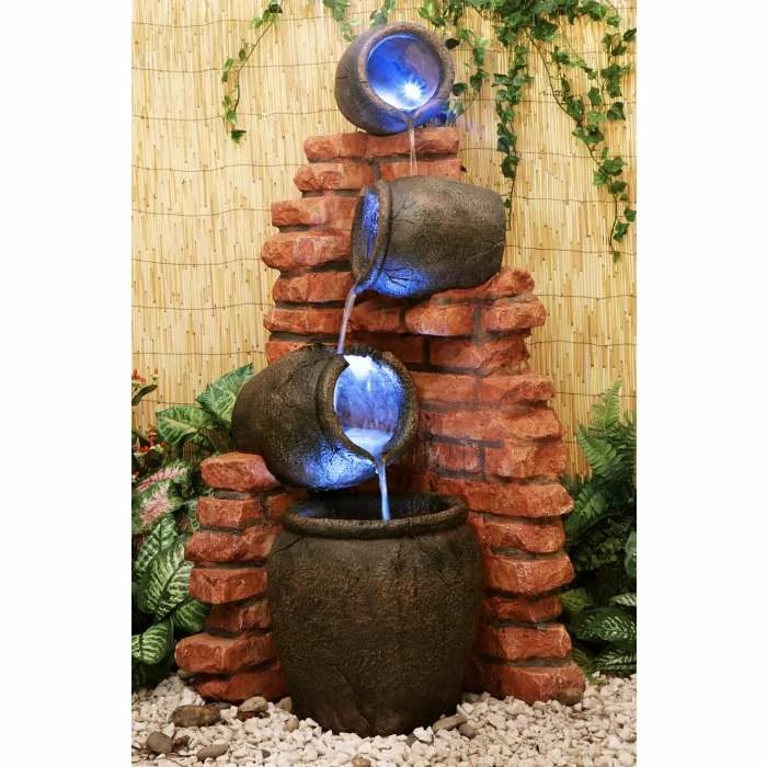 H119cm Regal 4-Tier Oil Jar Water Feature with Lights | Indoor/Outdoor Use by Ambienté 4 H119cm Regal 4-Tier Oil Jar Water Feature with Lights | Indoor/Outdoor Use by Ambienté - Image 2