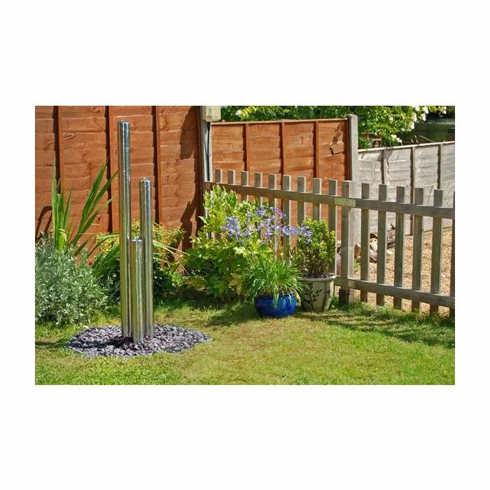 H135cm 3-Tier Tube Stainless Steel Water Feature with Lights | Indoor/Outdoor Use by Ambienté 4 H135cm 3-Tier Tube Stainless Steel Water Feature with Lights | Indoor/Outdoor Use by Ambienté - Image 2