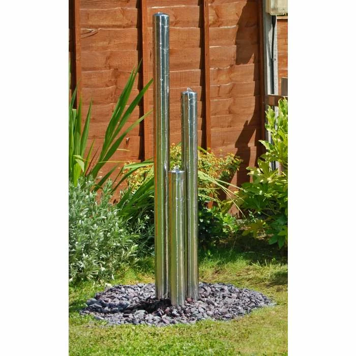 H135cm 3-Tier Tube Stainless Steel Water Feature with Lights | Indoor/Outdoor Use by Ambienté 3 H135cm 3-Tier Tube Stainless Steel Water Feature with Lights | Indoor/Outdoor Use by Ambienté