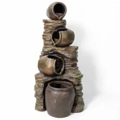 H117cm Noble 4-Tier Oil Jar Water Feature with Lights | Indoor/Outdoor Use by Ambienté -Water Features Shop WF0900 add image 4 3c7b