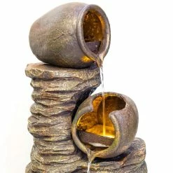 H117cm Noble 4-Tier Oil Jar Water Feature with Lights | Indoor/Outdoor Use by Ambienté -Water Features Shop WF0900 add image 6 f705