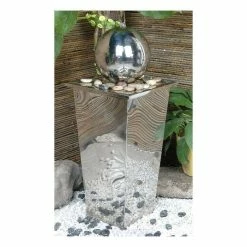 H83cm Hiro Sphere Stainless Steel Water Feature with Lights by Ambienté -Water Features Shop WF0960 add image 1 f4d2