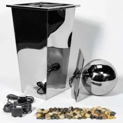 H83cm Hiro Sphere Stainless Steel Water Feature with Lights by Ambienté -Water Features Shop WF0960 add image 7 022e