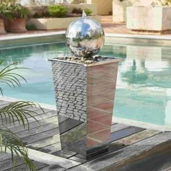 H83cm Hiro Sphere Stainless Steel Water Feature with Lights by Ambienté -Water Features Shop WF0960 add image 8 179c