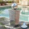 H83cm Hiro Sphere Stainless Steel Water Feature with Lights by Ambienté -Water Features Shop WF0960 main image eb81