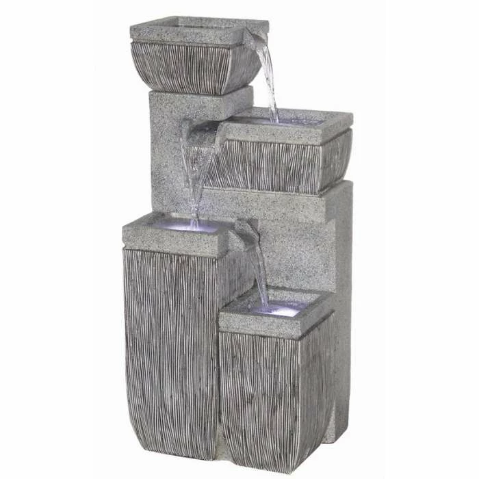 4 Bowl Textured Granite Water Feature with Lights W38.5cm x H80.5cm 3 4 Bowl Textured Granite Water Feature with Lights W38.5cm x H80.5cm