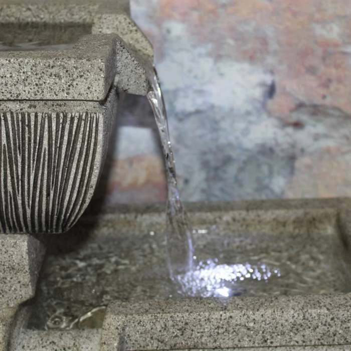 4 Bowl Textured Granite Water Feature with Lights W38.5cm x H80.5cm 4 4 Bowl Textured Granite Water Feature with Lights W38.5cm x H80.5cm - Image 2