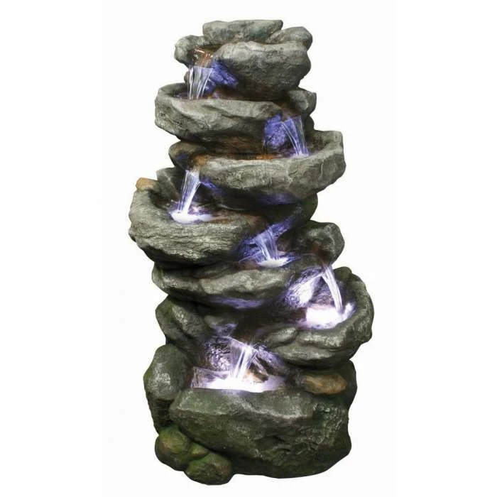 6 Fall Rock Water Feature with Lights W56cm x H102cm 3 6 Fall Rock Water Feature with Lights W56cm x H102cm