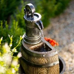 61cm Water Pump Tap And Open Barrel Cascading Planter Water Feature With Lights By Ambienté -Water Features Shop WF10455 3 cc9e