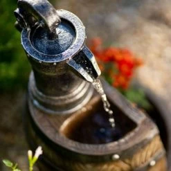 61cm Water Pump Tap And Open Barrel Cascading Planter Water Feature With Lights By Ambienté -Water Features Shop WF10455 6 877d