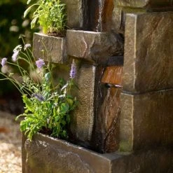 143cm Higgledy Stone Effect Water Wall Tiered Cascading Planter Water Feature With Lights By Ambienté© 14 143cm Higgledy Stone Effect Water Wall Tiered Cascading Planter Water Feature With Lights By Ambienté© -Water Features Shop WF10456 6 d6de