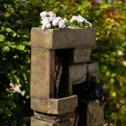 143cm Higgledy Stone Effect Water Wall Tiered Cascading Planter Water Feature With Lights By Ambienté© 15 143cm Higgledy Stone Effect Water Wall Tiered Cascading Planter Water Feature With Lights By Ambienté© -Water Features Shop WF10456 7 f867