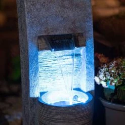 91cm Stone Effect Ripple Wall and Bowl Cascading Planter Water Feature With Lights By Ambienté 12 91cm Stone Effect Ripple Wall and Bowl Cascading Planter Water Feature With Lights By Ambienté -Water Features Shop WF10457 3 501c