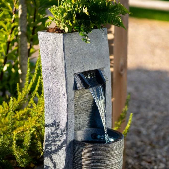 91cm Stone Effect Ripple Wall and Bowl Cascading Planter Water Feature With Lights By Ambienté 9 91cm Stone Effect Ripple Wall and Bowl Cascading Planter Water Feature With Lights By Ambienté - Image 7
