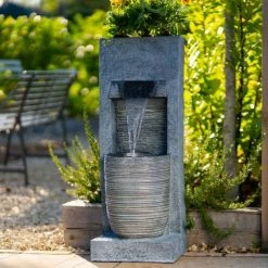 91cm Stone Effect Ripple Wall and Bowl Cascading Planter Water Feature With Lights By Ambienté 17 91cm Stone Effect Ripple Wall and Bowl Cascading Planter Water Feature With Lights By Ambienté -Water Features Shop WF10457 8 b5c1