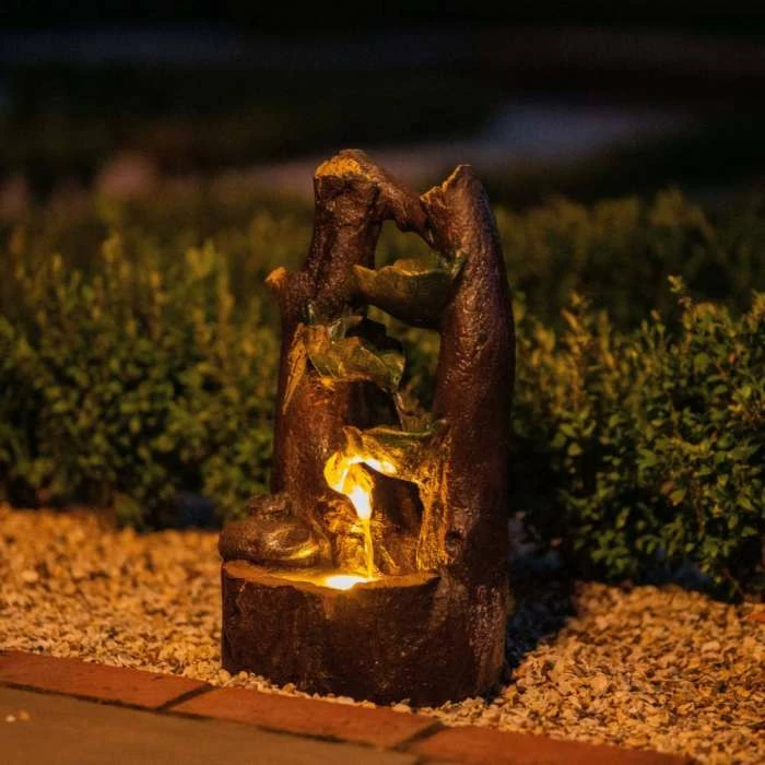 49cm Solar Tiered Tree Leaf Cascading Water Feature With Battery Backup and Lights By Solaray 5 49cm Solar Tiered Tree Leaf Cascading Water Feature With Battery Backup and Lights By Solaray - Image 3