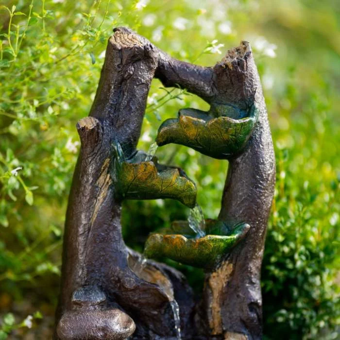 49cm Solar Tiered Tree Leaf Cascading Water Feature With Battery Backup and Lights By Solaray 9 49cm Solar Tiered Tree Leaf Cascading Water Feature With Battery Backup and Lights By Solaray - Image 7