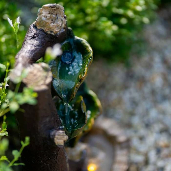 49cm Solar Tiered Tree Leaf Cascading Water Feature With Battery Backup and Lights By Solaray 11 49cm Solar Tiered Tree Leaf Cascading Water Feature With Battery Backup and Lights By Solaray - Image 9