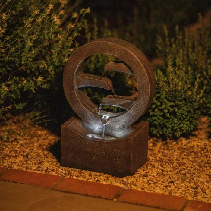48cm Solar Grey Peaceful Flowing Steps Cascading Water Feature With Battery Backup and Lights By Solaray 5 48cm Solar Grey Peaceful Flowing Steps Cascading Water Feature With Battery Backup and Lights By Solaray - Image 3