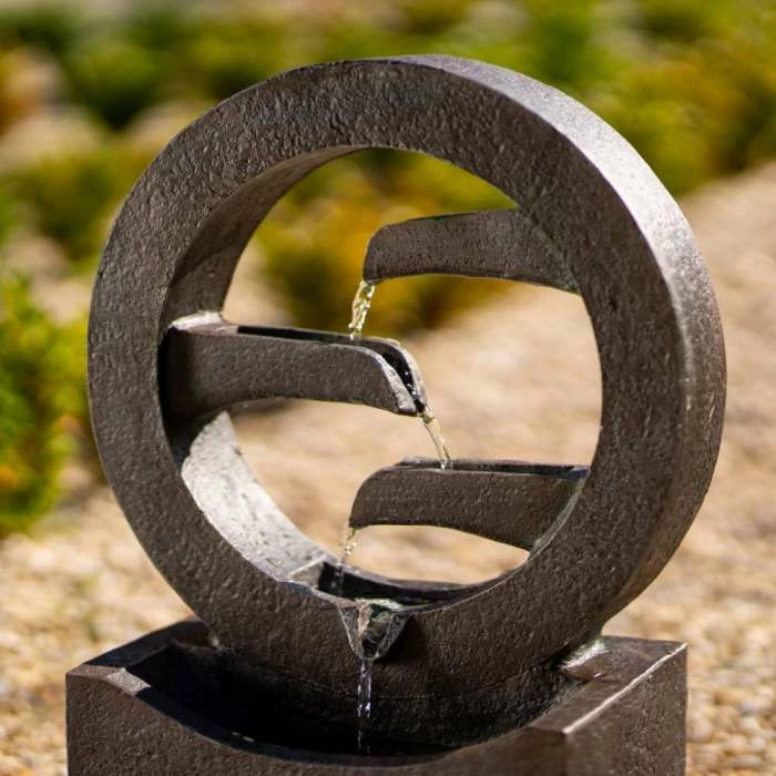 48cm Solar Grey Peaceful Flowing Steps Cascading Water Feature With Battery Backup and Lights By Solaray 7 48cm Solar Grey Peaceful Flowing Steps Cascading Water Feature With Battery Backup and Lights By Solaray - Image 5