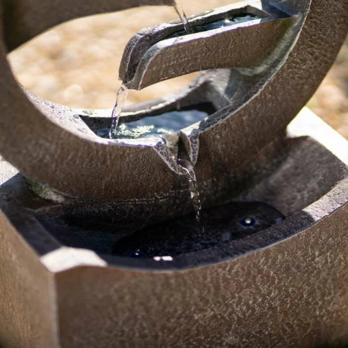 48cm Solar Grey Peaceful Flowing Steps Cascading Water Feature With Battery Backup and Lights By Solaray 8 48cm Solar Grey Peaceful Flowing Steps Cascading Water Feature With Battery Backup and Lights By Solaray - Image 6