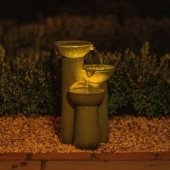 40cm Solar Green Pouring Bowls Tiered Cascading Water Feature With Battery Backup and Lights By Solaray 11 40cm Solar Green Pouring Bowls Tiered Cascading Water Feature With Battery Backup and Lights By Solaray -Water Features Shop WF10463 3 2b39