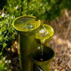 40cm Solar Green Pouring Bowls Tiered Cascading Water Feature With Battery Backup and Lights By Solaray 14 40cm Solar Green Pouring Bowls Tiered Cascading Water Feature With Battery Backup and Lights By Solaray -Water Features Shop WF10463 6 85c3
