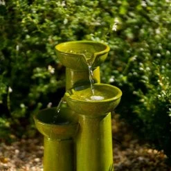 40cm Solar Green Pouring Bowls Tiered Cascading Water Feature With Battery Backup and Lights By Solaray 15 40cm Solar Green Pouring Bowls Tiered Cascading Water Feature With Battery Backup and Lights By Solaray -Water Features Shop WF10463 7 0af7