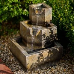 37cm Solar Tiered Coba Square Cascading Water Feature With Battery Backup and Lights By Solaray 13 37cm Solar Tiered Coba Square Cascading Water Feature With Battery Backup and Lights By Solaray -Water Features Shop WF10464 4 8dc6