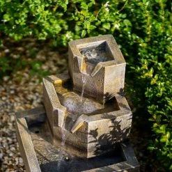 37cm Solar Tiered Coba Square Cascading Water Feature With Battery Backup and Lights By Solaray 16 37cm Solar Tiered Coba Square Cascading Water Feature With Battery Backup and Lights By Solaray -Water Features Shop WF10464 7 7a5a
