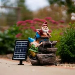 41cm Solar Rock Fall Gnomes Cascading Water Feature With Battery Backup and Lights By Solaray -Water Features Shop WF10473 4 c8ca