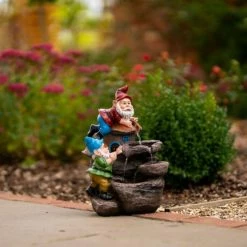 41cm Solar Rock Fall Gnomes Cascading Water Feature With Battery Backup and Lights By Solaray -Water Features Shop WF10473 5 7fd0