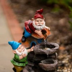41cm Solar Rock Fall Gnomes Cascading Water Feature With Battery Backup and Lights By Solaray -Water Features Shop WF10473 6 da8f