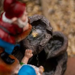 41cm Solar Rock Fall Gnomes Cascading Water Feature With Battery Backup and Lights By Solaray -Water Features Shop WF10473 7 fc87