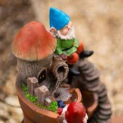 39cm Solar Toadstool Gnomes Tiered Cascading Water Feature With Battery Backup and Lights By Solaray -Water Features Shop WF10474 7 0fbc