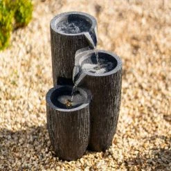 47cm Solar Textured Vases Pouring Bowls Tiered Cascading Water Feature With Battery Backup and Lights By Solaray -Water Features Shop WF10476 5 bf00