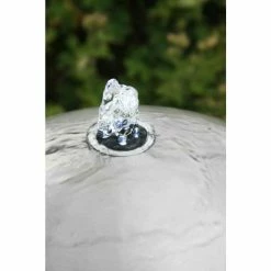 H75cm Brushed Sphere Stainless Steel Water Feature with Lights by Ambienté -Water Features Shop WF1254B add image 2 2911