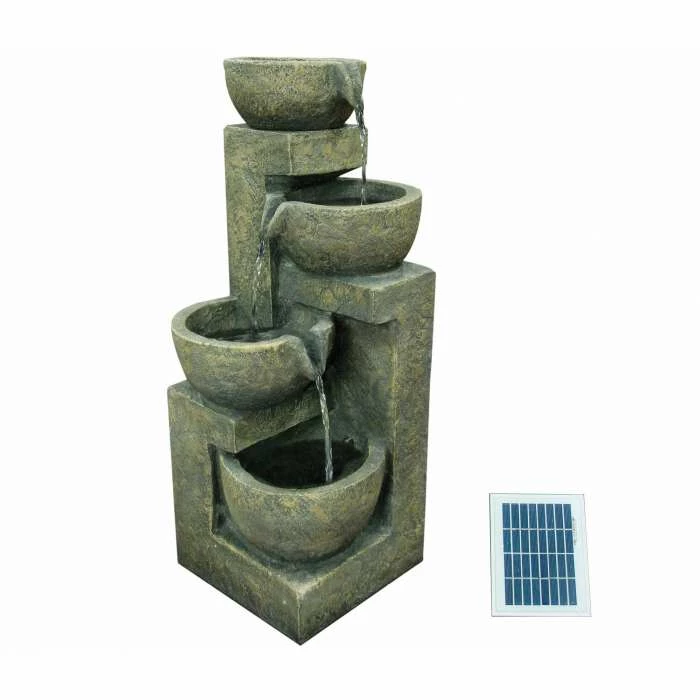 H54cm Overflowing Bowl 4 Tier Solar Powered Water Feature 3 H54cm Overflowing Bowl 4 Tier Solar Powered Water Feature