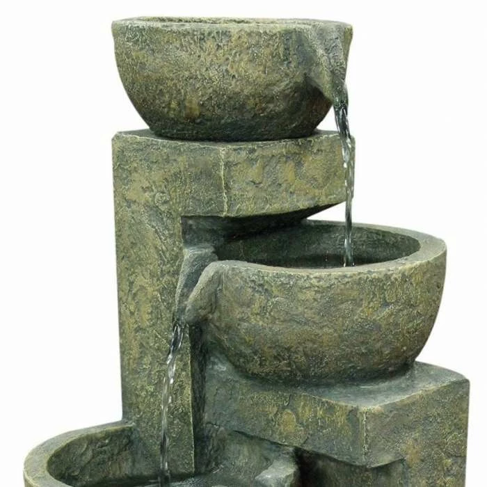H54cm Overflowing Bowl 4 Tier Solar Powered Water Feature 4 H54cm Overflowing Bowl 4 Tier Solar Powered Water Feature - Image 2