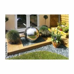 H120cm Polished Sphere Stainless Steel Water Feature with Lights | Indoor/Outdoor Use by Ambienté -Water Features Shop WF3143PCR add image 3 3778