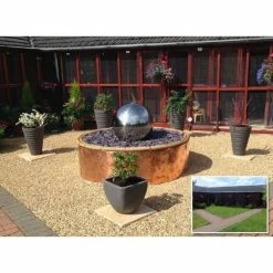 H150cm Polished Sphere Stainless Steel Water Feature with Lights | Indoor/Outdoor Use by Ambienté -Water Features Shop WF3144PLRG add image 4 fac9
