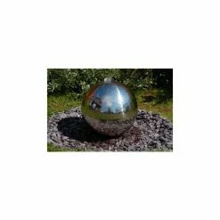 H150cm Polished Sphere Stainless Steel Water Feature with Lights | Indoor/Outdoor Use by Ambienté