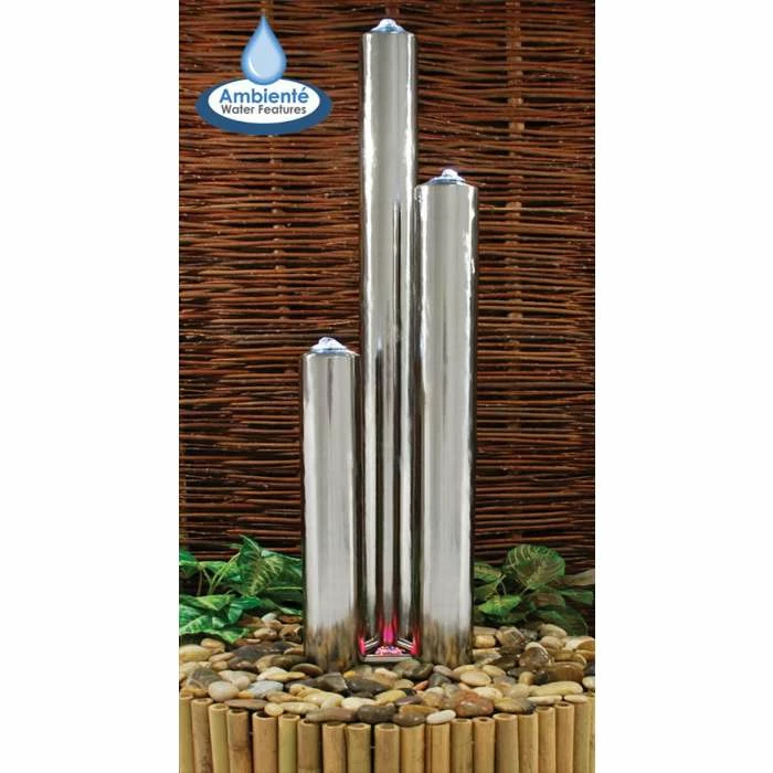 H185cm 3 Tubes Stainless Steel Water Feature with Colour LEDs | Indoor/Outdoor Use by Ambienté 3 H185cm 3 Tubes Stainless Steel Water Feature with Colour LEDs | Indoor/Outdoor Use by Ambienté